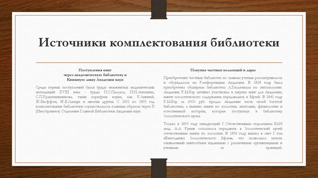 Источники комплектования библиотеки