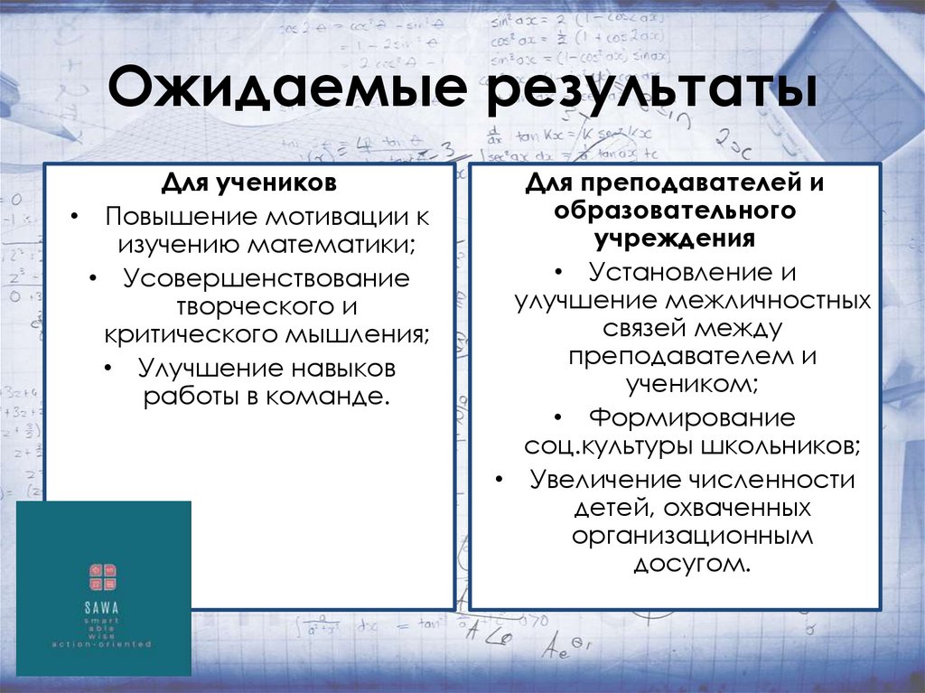 Ожидаемые результаты