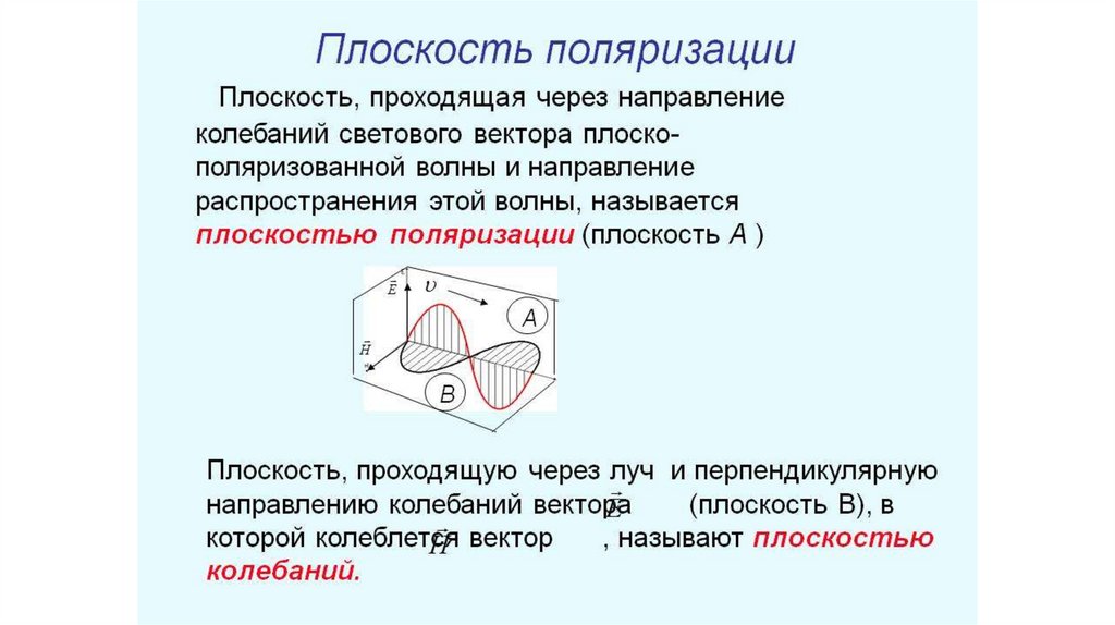 Поле плоскости. Плоскость колебаний электромагнитной волны. Плоскость поляризации плоскополяризованного света. Плоскость поляризации поляризованного света это. Плокостьсть полязиции.