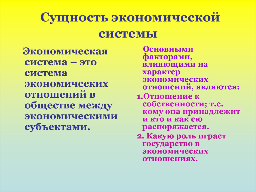 Презентация экономические системы 8 класс презентация