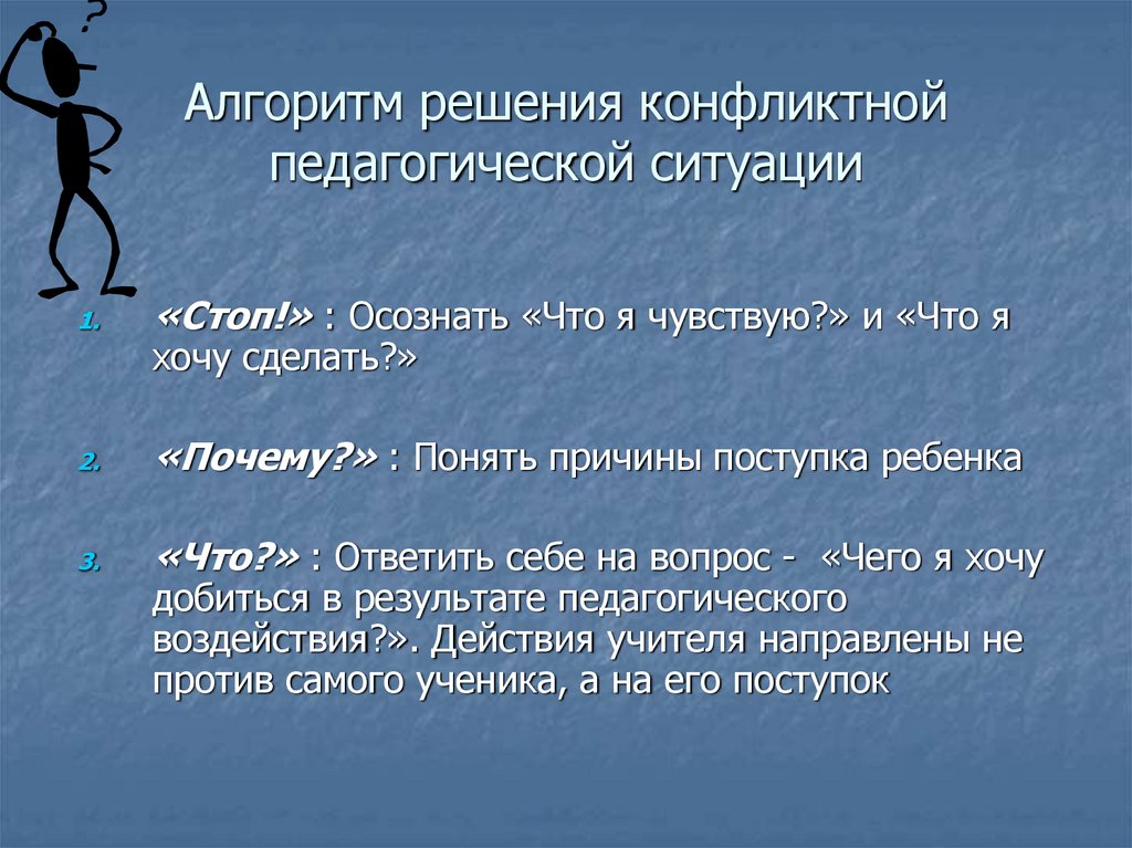 Алгоритм решения конфликтной педагогической ситуации