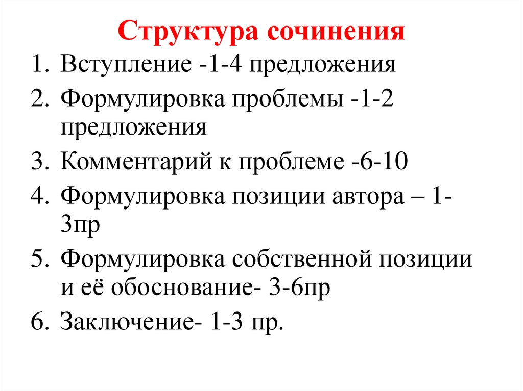 Структура сочинения 11 класс