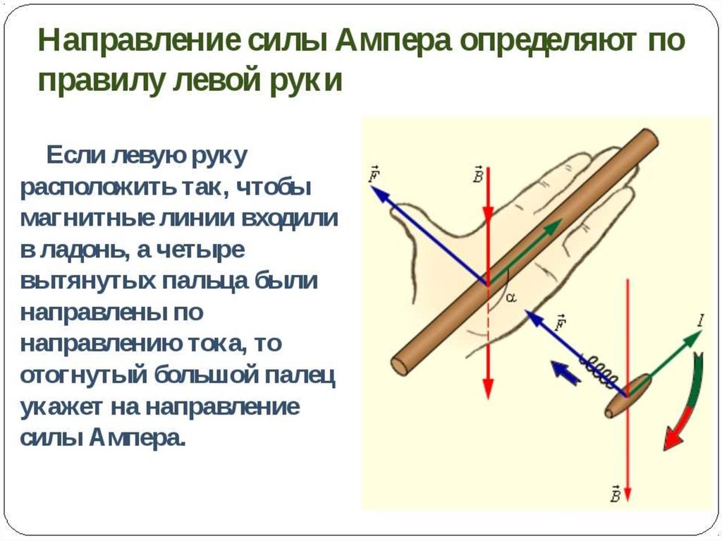 Определите направление силы ампера на рисунке