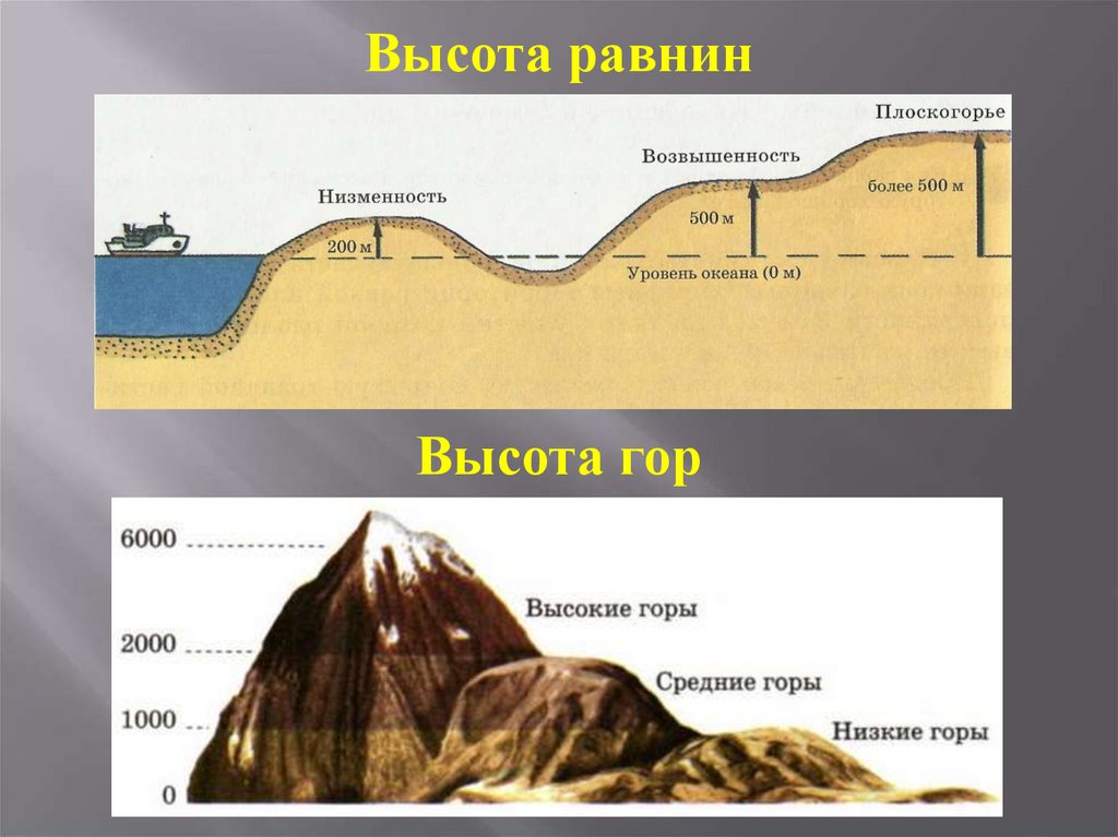 На какие группы разделяются горы по высоте. Классификация гор и равнин по высоте. Высота равнин. Схема равнины по высоте. Схема различие равнин по высоте.