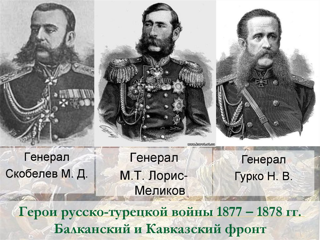 Герои русско-турецкой войны 1877 – 1878 гг. Балканский и Кавказский фронт