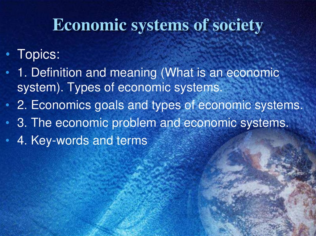 Economic systems of society