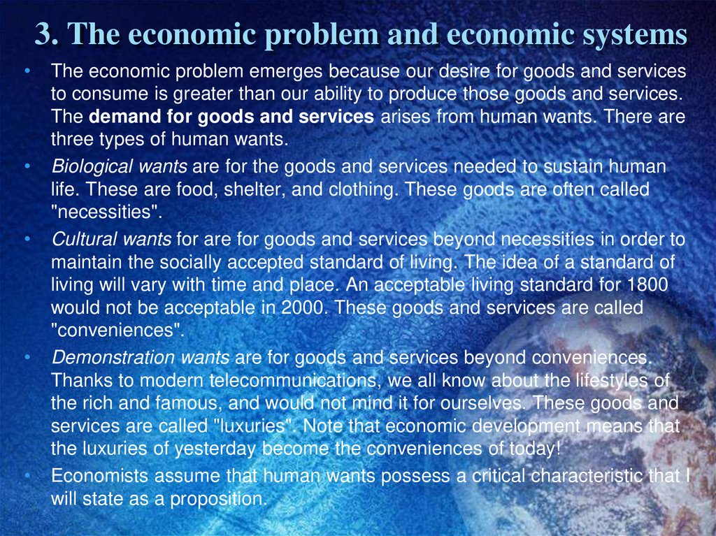 3. The economic problem and economic systems
