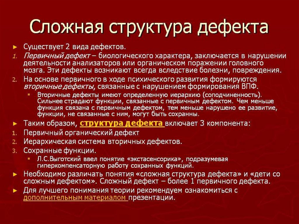 Структура дефекта при нарушении слуха схема