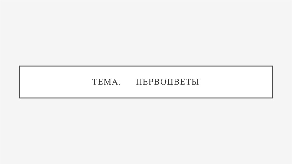 Тема: Первоцветы