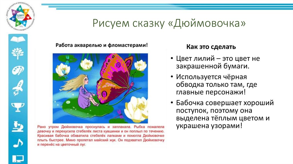 План событий сказки дюймовочка для 3 класса