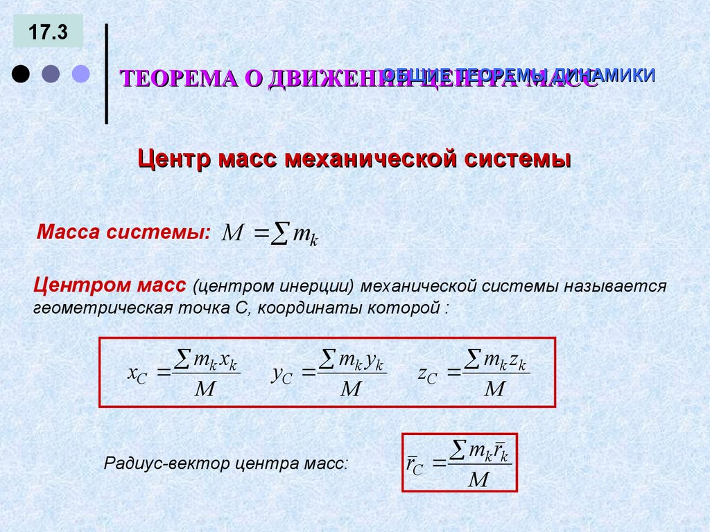 ОБЩИЕ ТЕОРЕМЫ ДИНАМИКИ