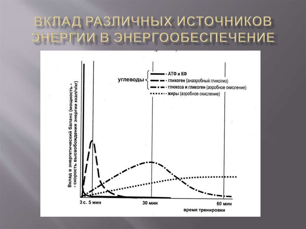 Вклад различных источников энергии в энергообеспечение