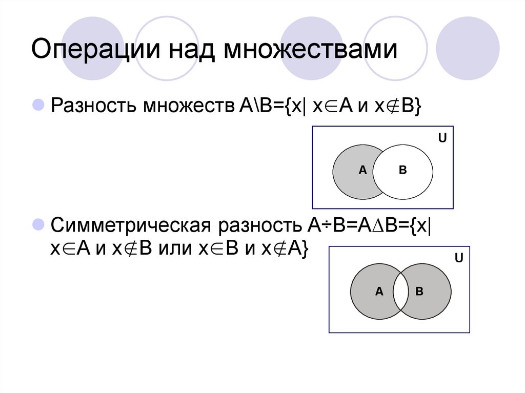 Симметрическая разность множеств. Симметрическая разность множеств a + b =. Логические операции симметрическая разность. Теория множеств симметрическая разность. Операции над множествами симметрическая разность.