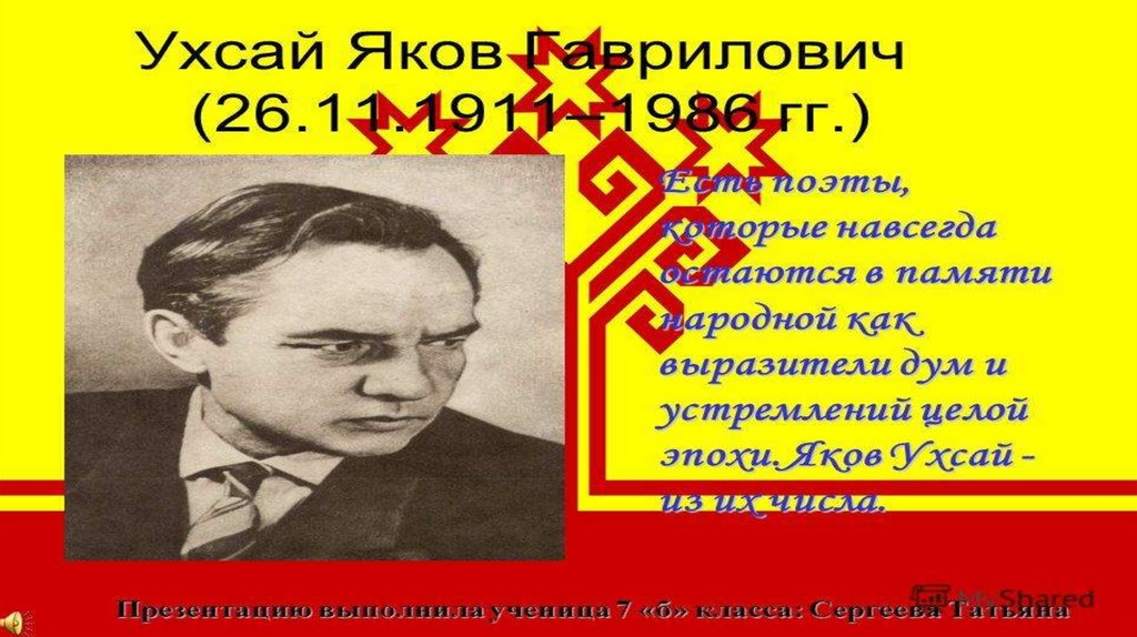 Презентация яки. Драматург м.Ухсай. Я́ков Гаври́лович Кро́тов в молодости.