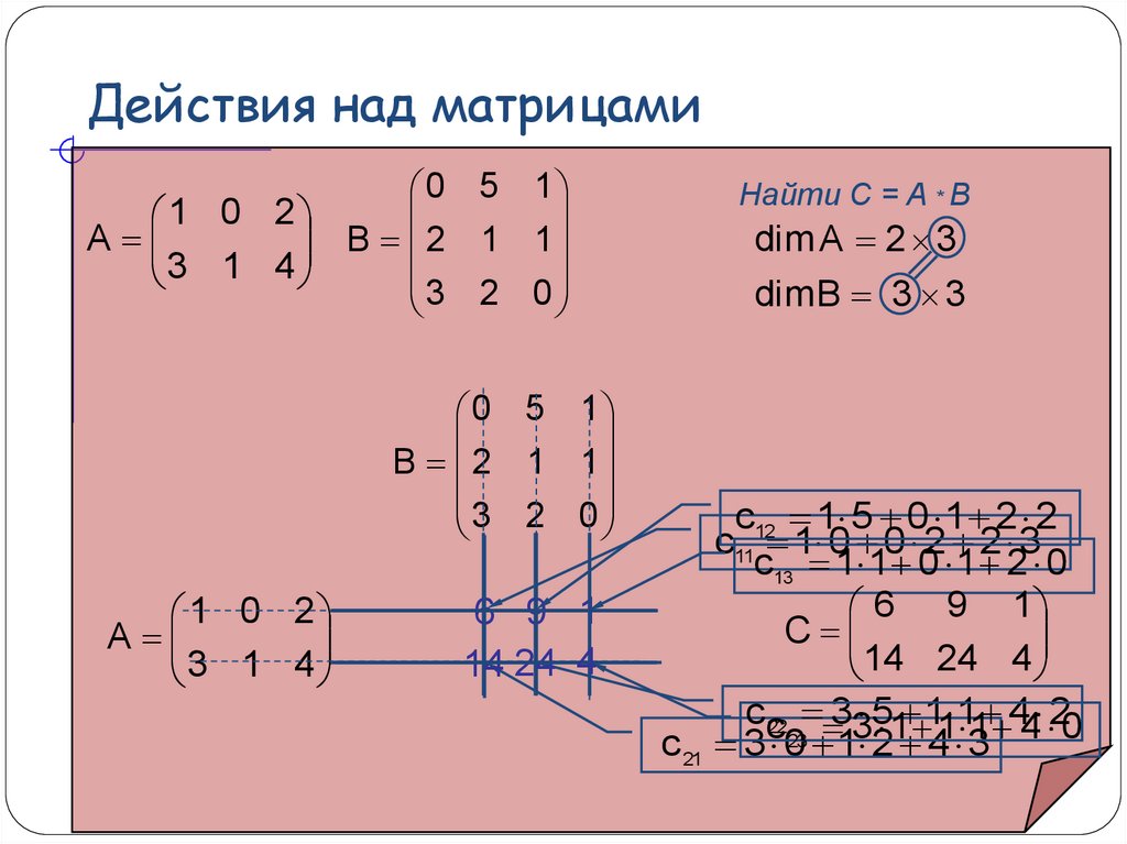 Действия над матрицами презентация