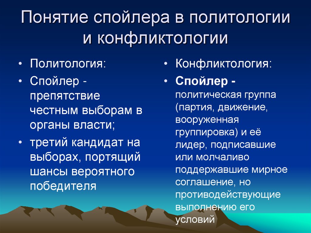 Понятие спойлера в политологии и конфликтологии