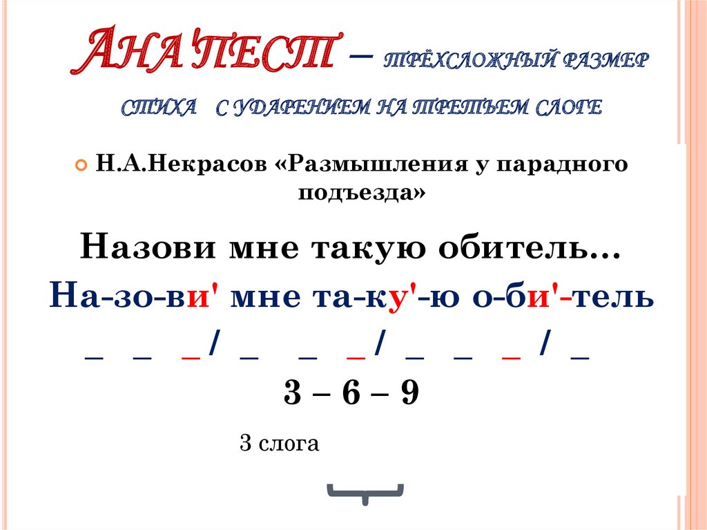 Размеры стихотворений презентация