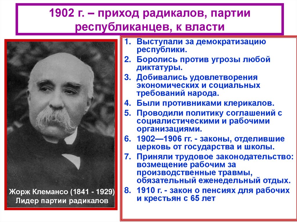 3 республика год. Жорж Клемансо политика. Клемансо Жорж партия. Жорж Клемансо внутренняя политика. Ж Клемансо Лидер партии.