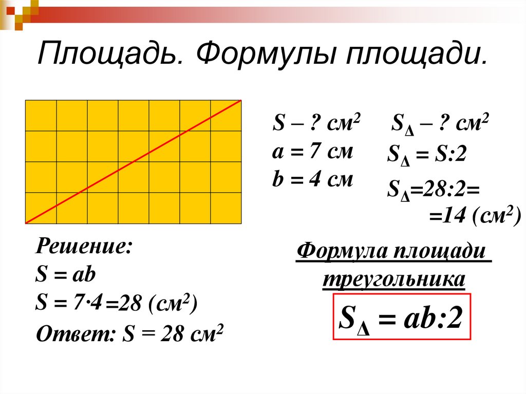 Площадь формула площади