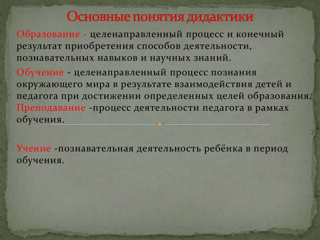Теория обучения и образования дидактика разрабатывает