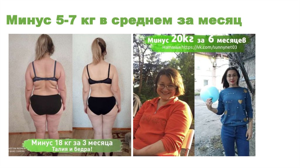 Минус 5-7 кг в среднем за месяц