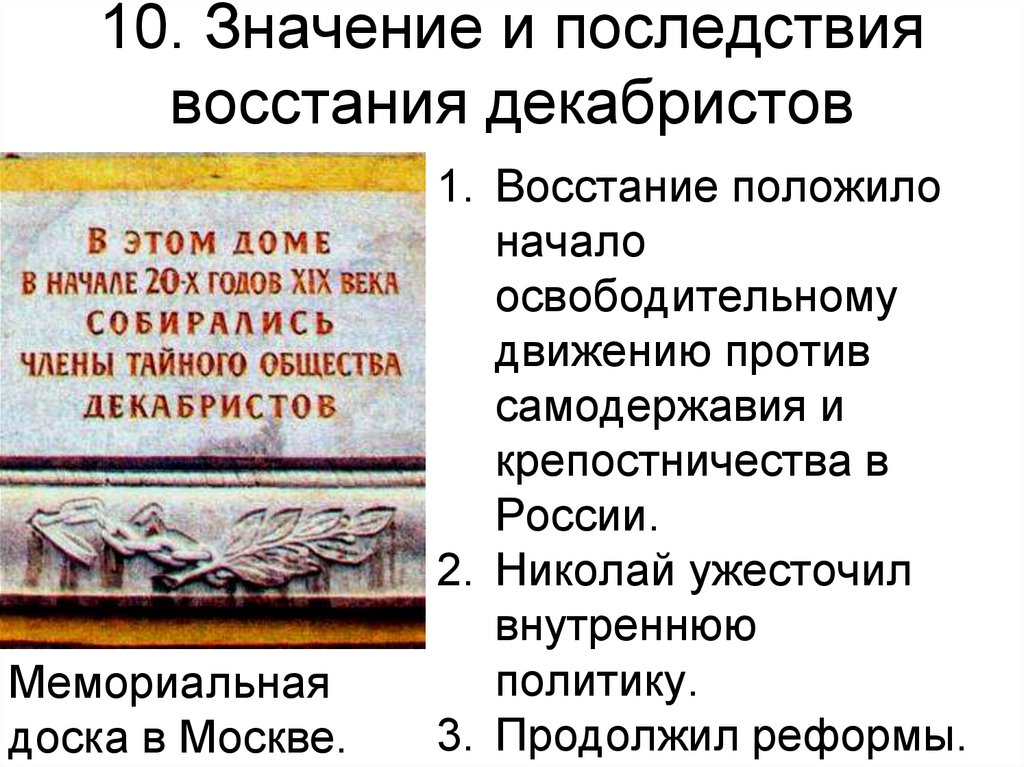 Итоги восстания декабристов