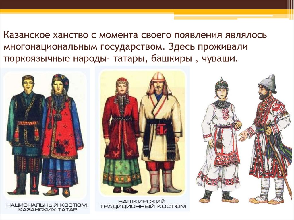 Казанское ханство с момента своего появления являлось многонациональным государством. Здесь проживали тюркоязычные народы-