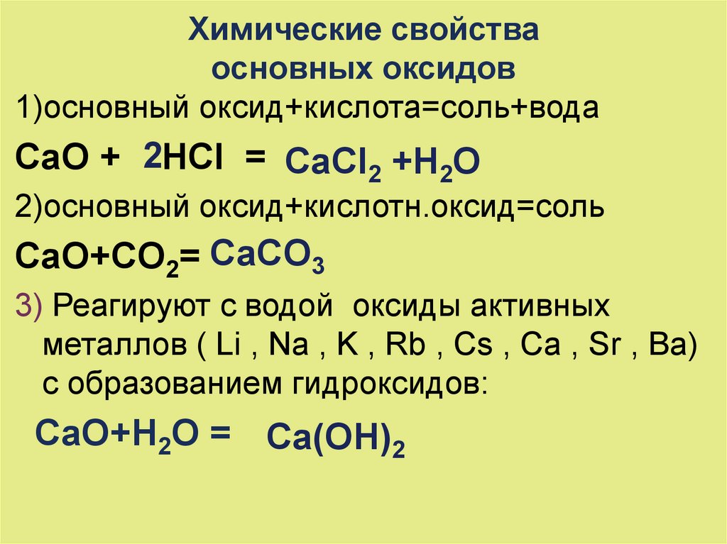 Как получить основной оксид. Химические свойства основных и кислотных оксидов 8 класс.