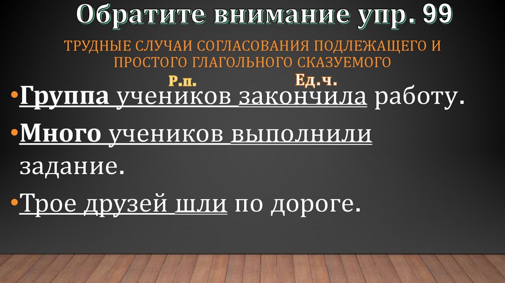ТРУДНЫЕ СЛУЧАИ СОГЛАСОВАНИЯ ПОДЛЕЖАЩЕГО И ПРОСТОГО ГЛАГОЛЬНОГО СКАЗУЕМОГО