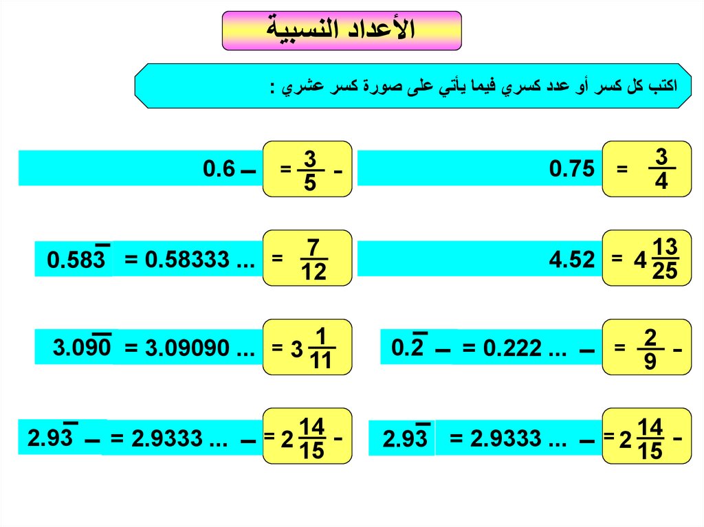 تسمى الاعداد التي يمكن كتابتها على شكل كسور