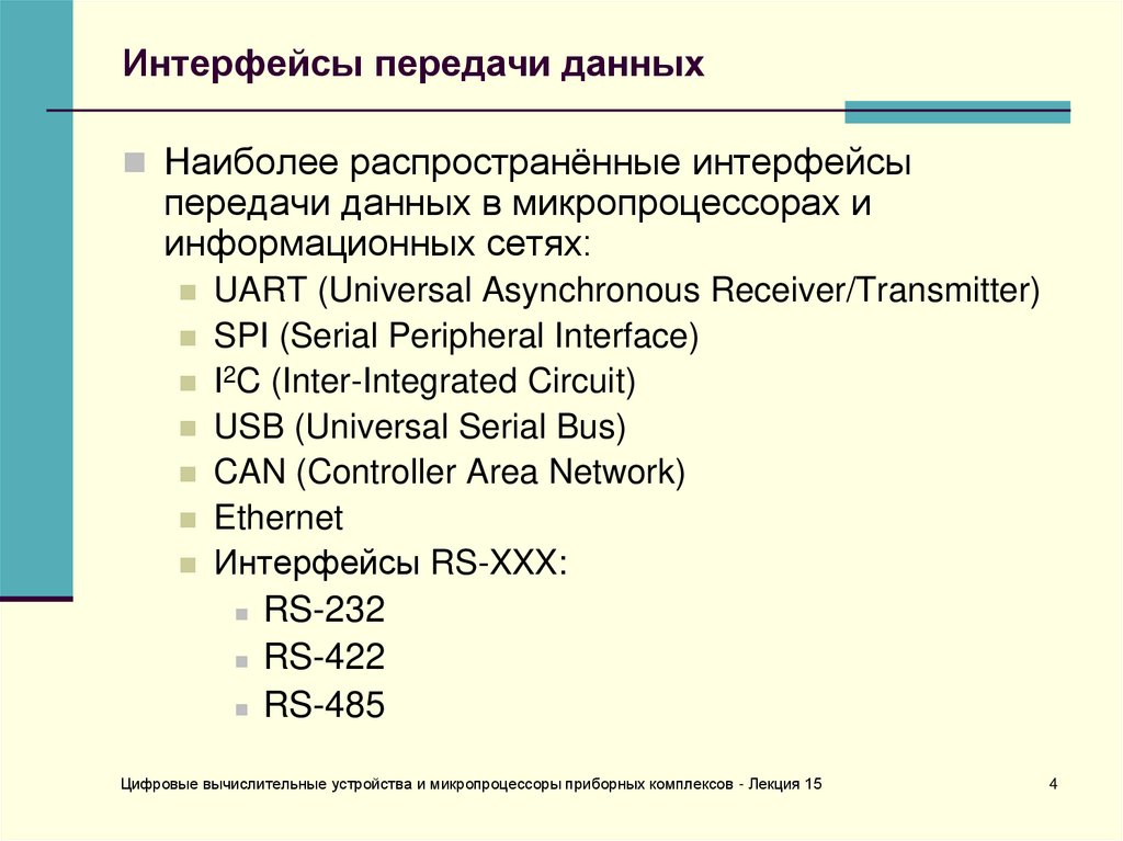 Интерфейсы передачи данных