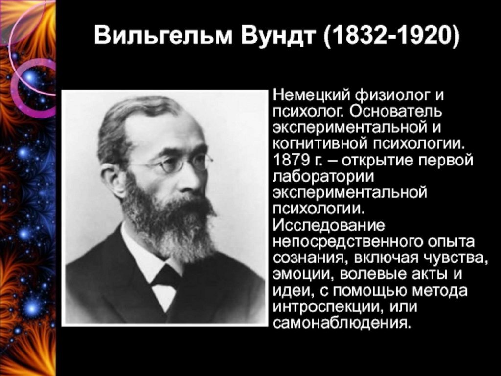 Вундт психология. Вильгельм Вундт психология презентация. Метод интроспекции в психологии Вундт. Вильгельма Вундта (1832-1920). Основатель экспериментальной психологии.