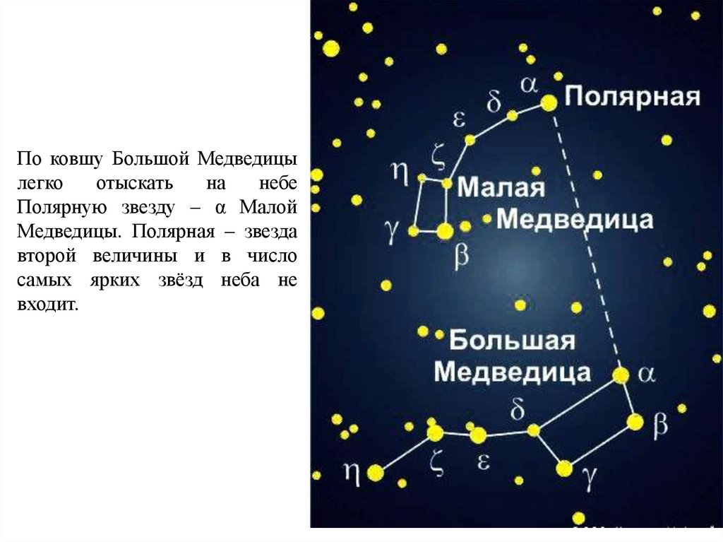 Созвездие большой медведицы и малой медведицы на звездная карта