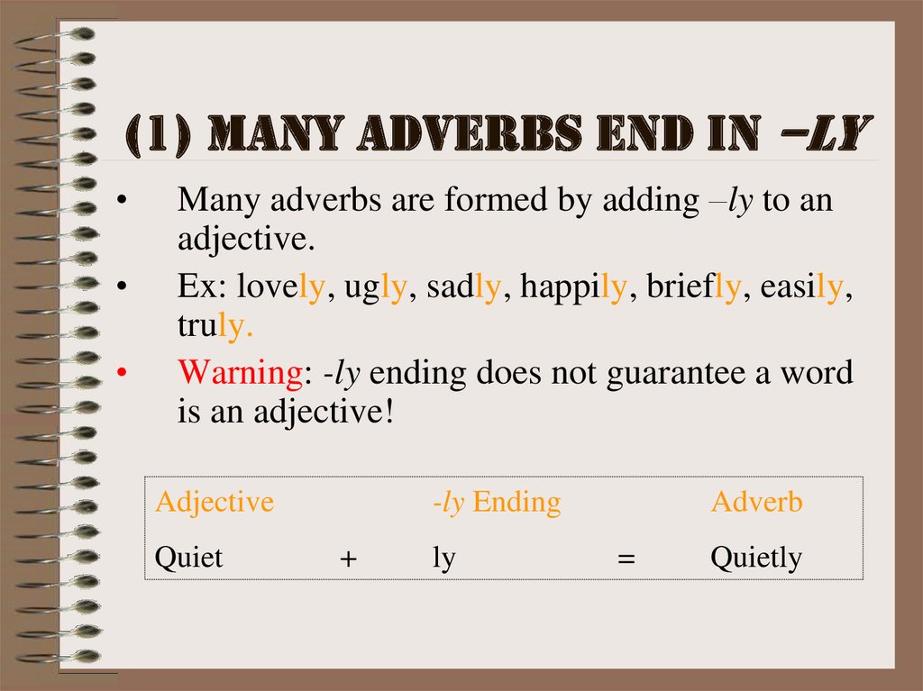 Many adverbs end in –ly