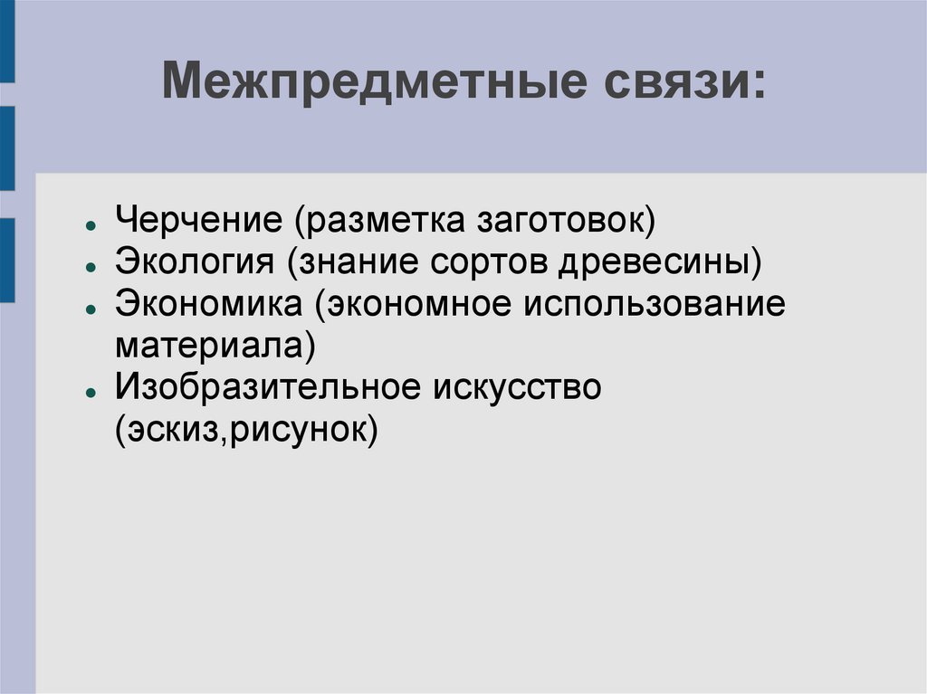 Межпредметные связи: