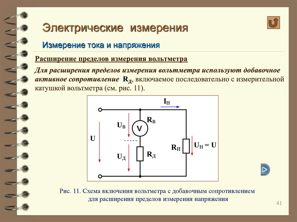 Измерение сопротивлений напряжения. Схема измерения тока и напряжения. Схема измерения напряжения электрооборудования. Расширение пределов измерения амперметра. Способы расширения пределов измерения вольтметра. Схемы включения..