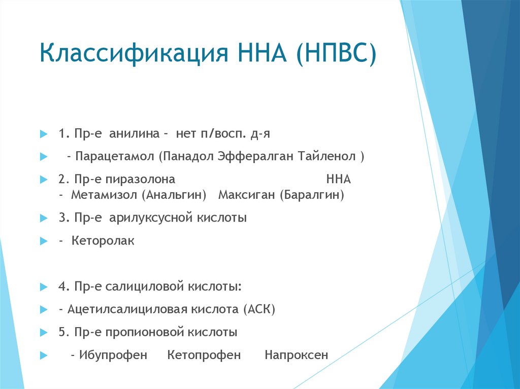Классификация ННА (НПВС)