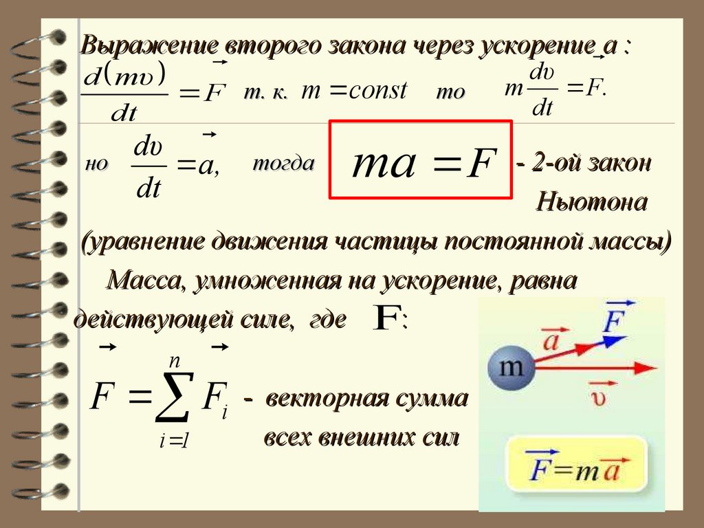 Формула силы скорости. Динамика материальной точки. 2. Динамика материальной точки.. Второй закон Ньютона для материальной точки в ИСО. Ускорение через сопротивление.