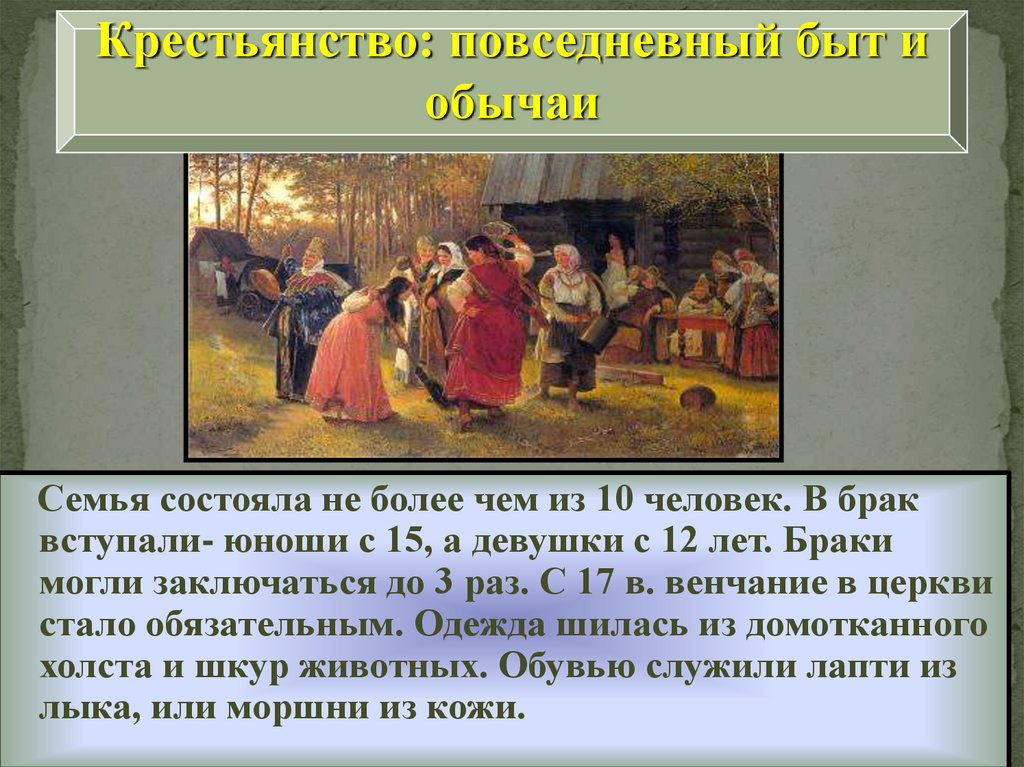 Быт 17 века кратко. Обычаи крестьян. Повседневная жизнь русского народа в 17 веке.