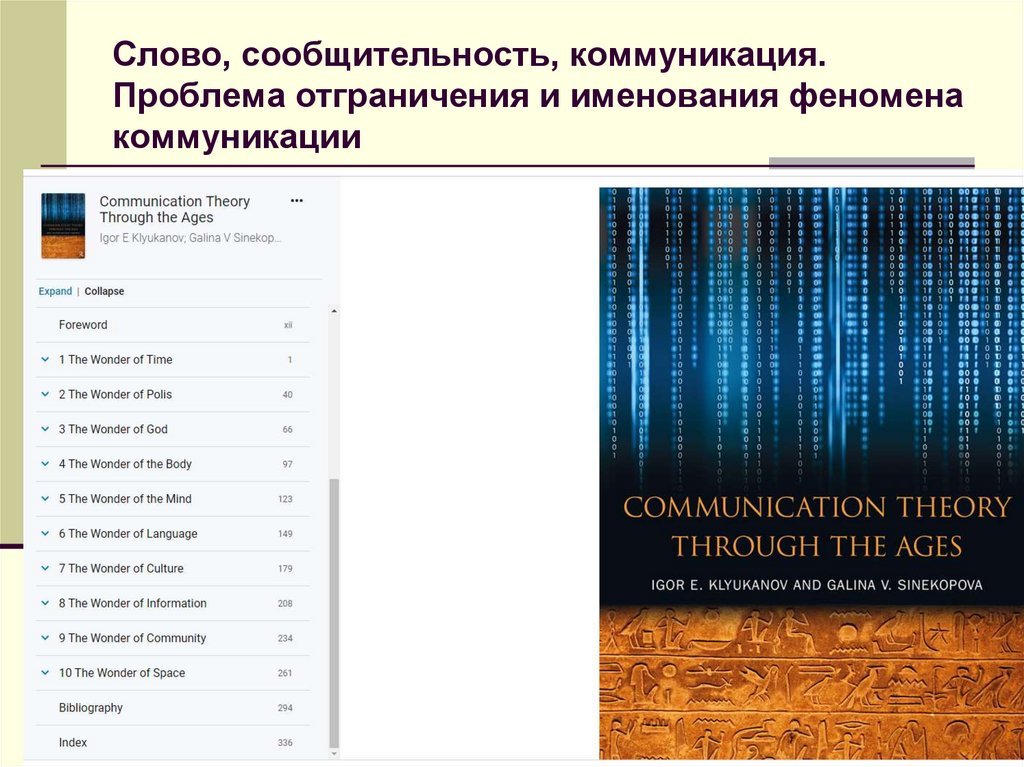 Слово, сообщительность, коммуникация. Проблема отграничения и именования феномена коммуникации