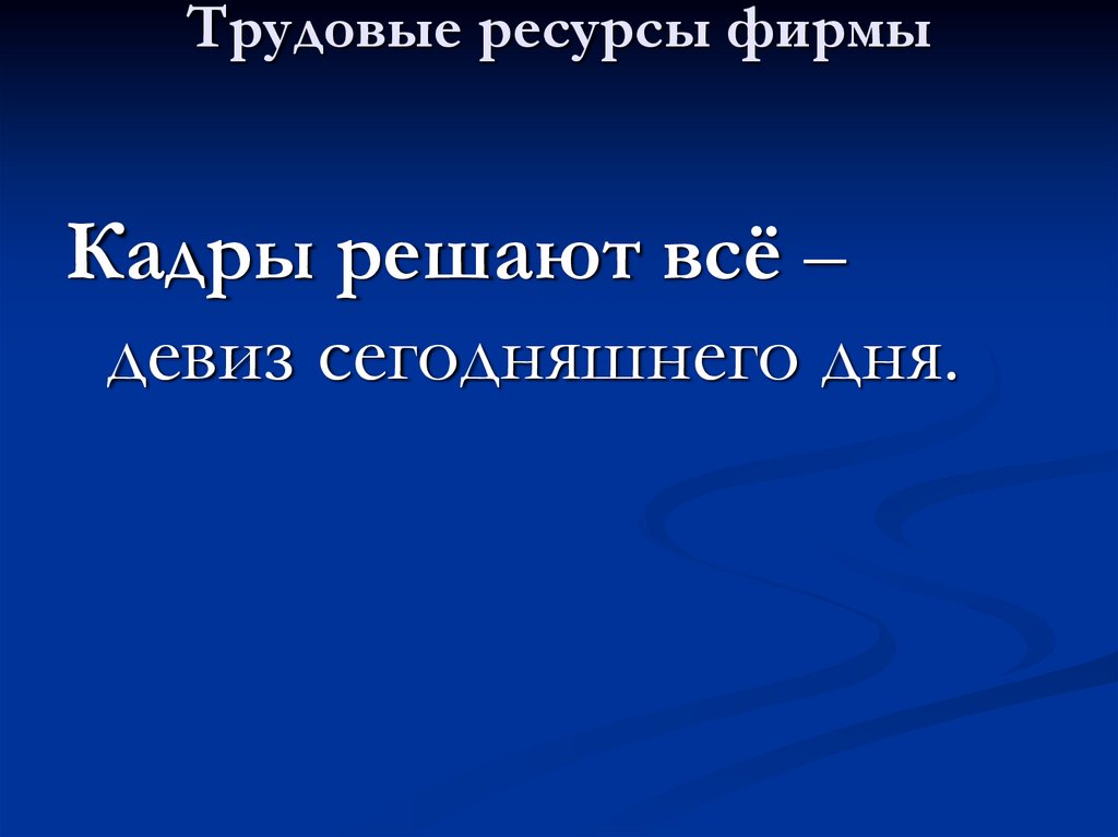 Трудовые ресурсы фирмы