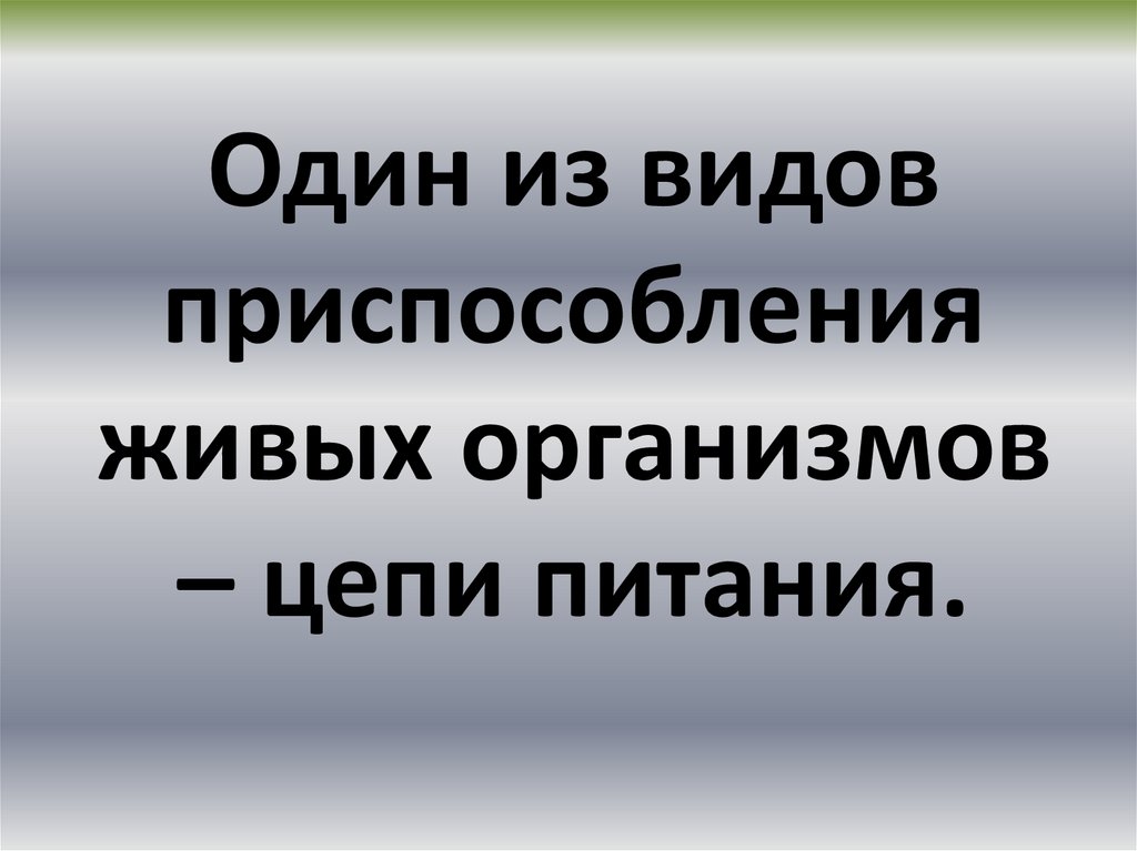 Один из видов приспособления живых организмов – цепи питания.