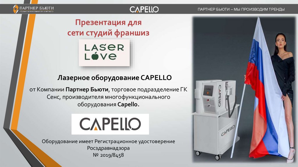 Партнер бьюти. Capello оборудование. Capello лазер. Лазерный аппарат франшиза. Параметры лазера Capello.