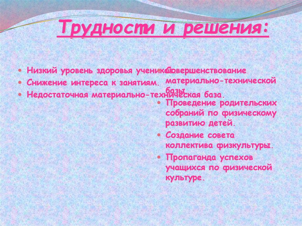 Трудности и решения: