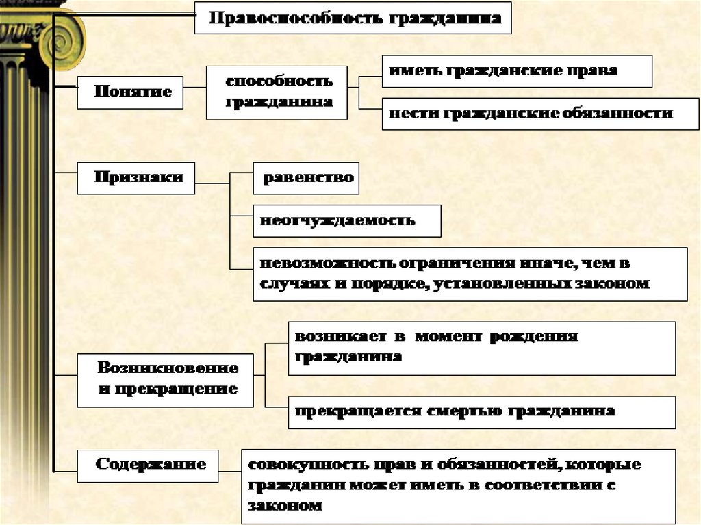 Виды дееспособности граждан схема