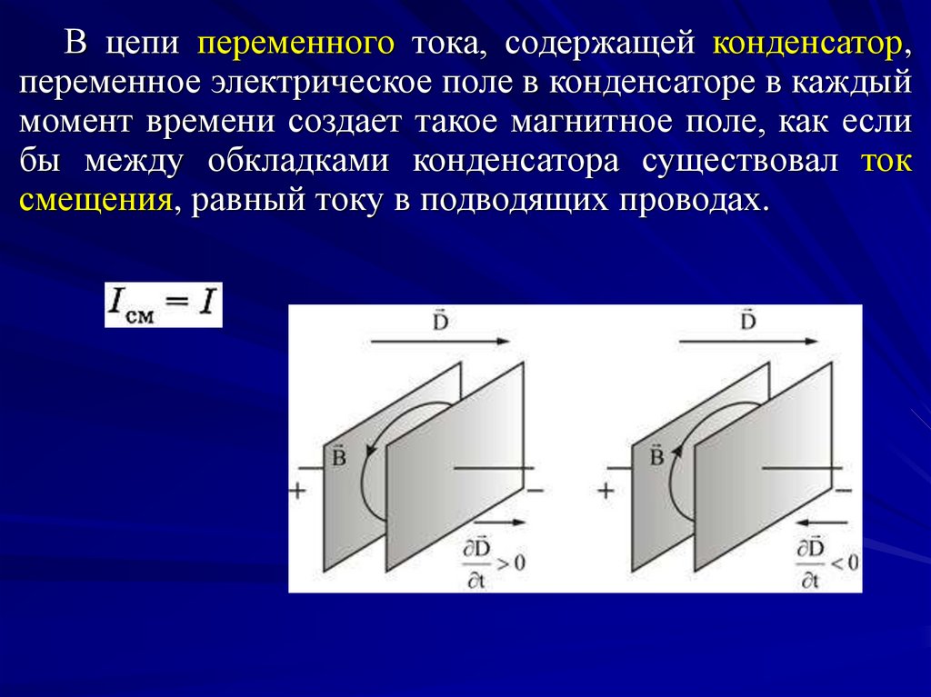 Теория максвелла переменное магнитное поле порождает. Ток смещения уравнения Максвелла. Ток смещения. Гипотеза Максвелла о вихревом электрическом поле. Сила тока смещения.