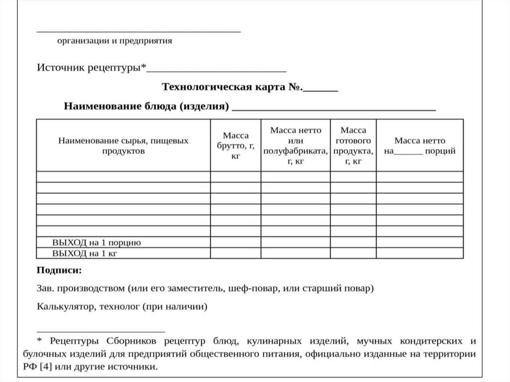 Чем отличается технологическая карта от технико технологической