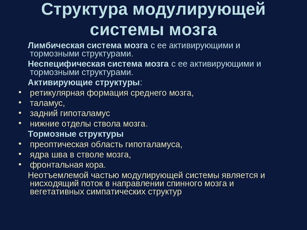 Структура модулирующей системы мозга