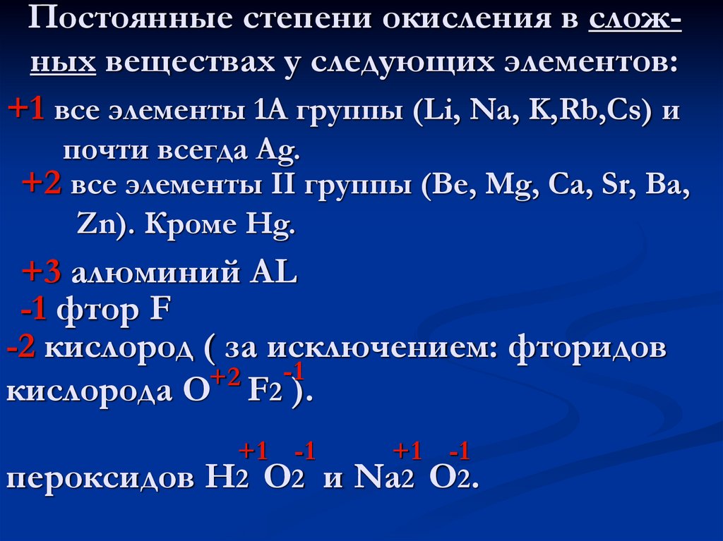 Степень окисления атомов элементов в соединениях