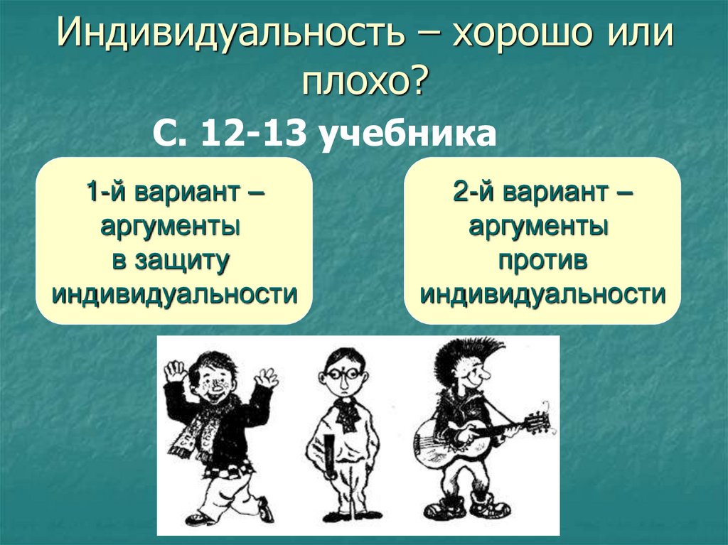 Индивидуальность плохо или хорошо презентация 6 класс